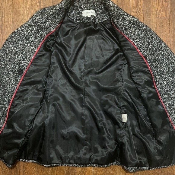 Calvin Klein Tweed Wool Black and White Peacoat Jacket Size 10 Petite - Picture 5 of 7
